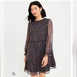 LOFT Shimmer Paisley Shift Dress